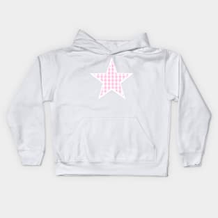 Soft Pink Gingham Star Kids Hoodie